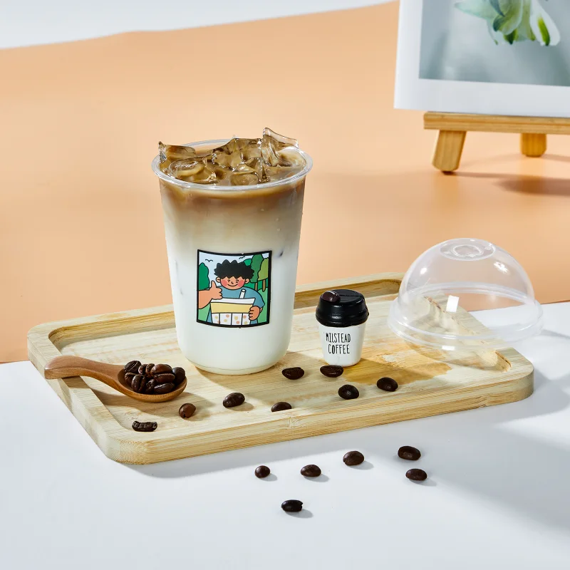 Disposable Plastic Cup With Lid Transparent Cold Coffee Cup
